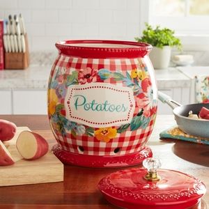 New Arrival 2023 Pioneer Woman Sweet Romance Red Gingham Potatoe Keeper